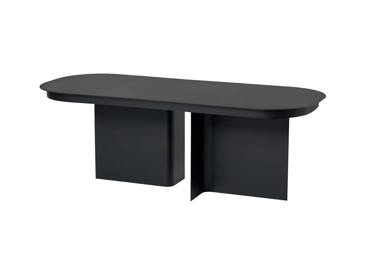 Couch­tisch mit abgerundeter Platte und 2 Beinen L120 cm - ALMA