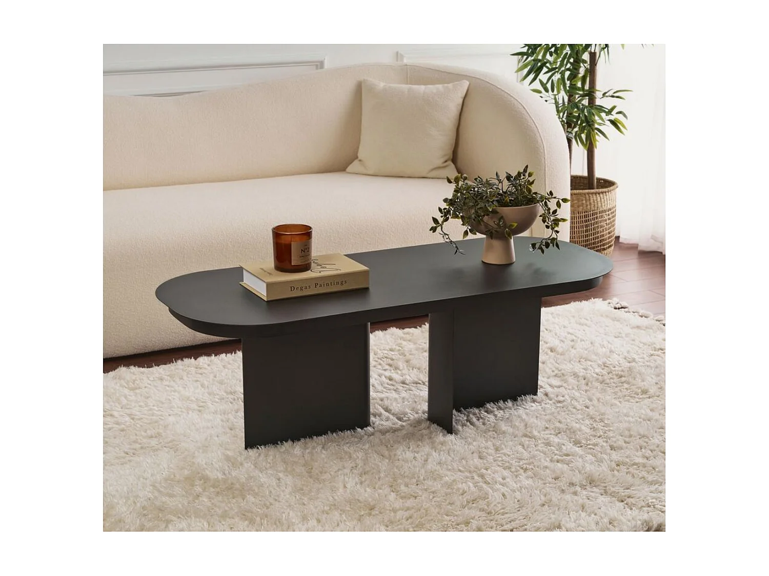 Salontafel met afgerond blad en 2 poten L120 cm - ALMA