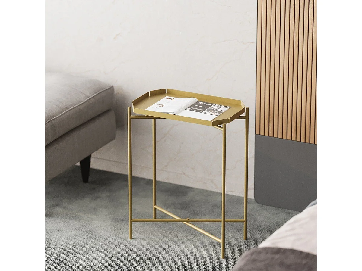 Bout de canapé avec plateau à rebord rectangulaire H56 cm - PARKER