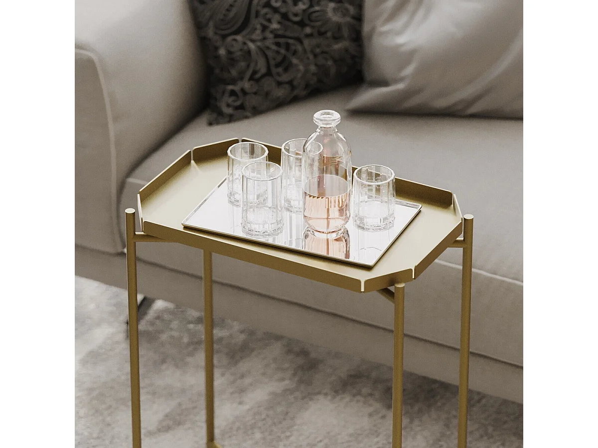 Bout de canapé avec plateau à rebord rectangulaire H56 cm - PARKER