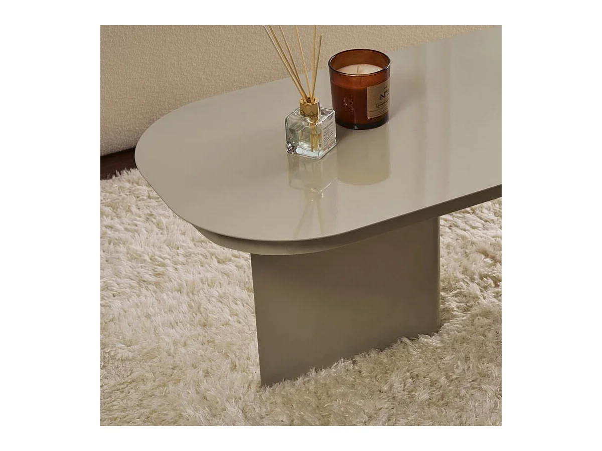 Salontafel met afgerond blad en 2 poten L120 cm - ALMA