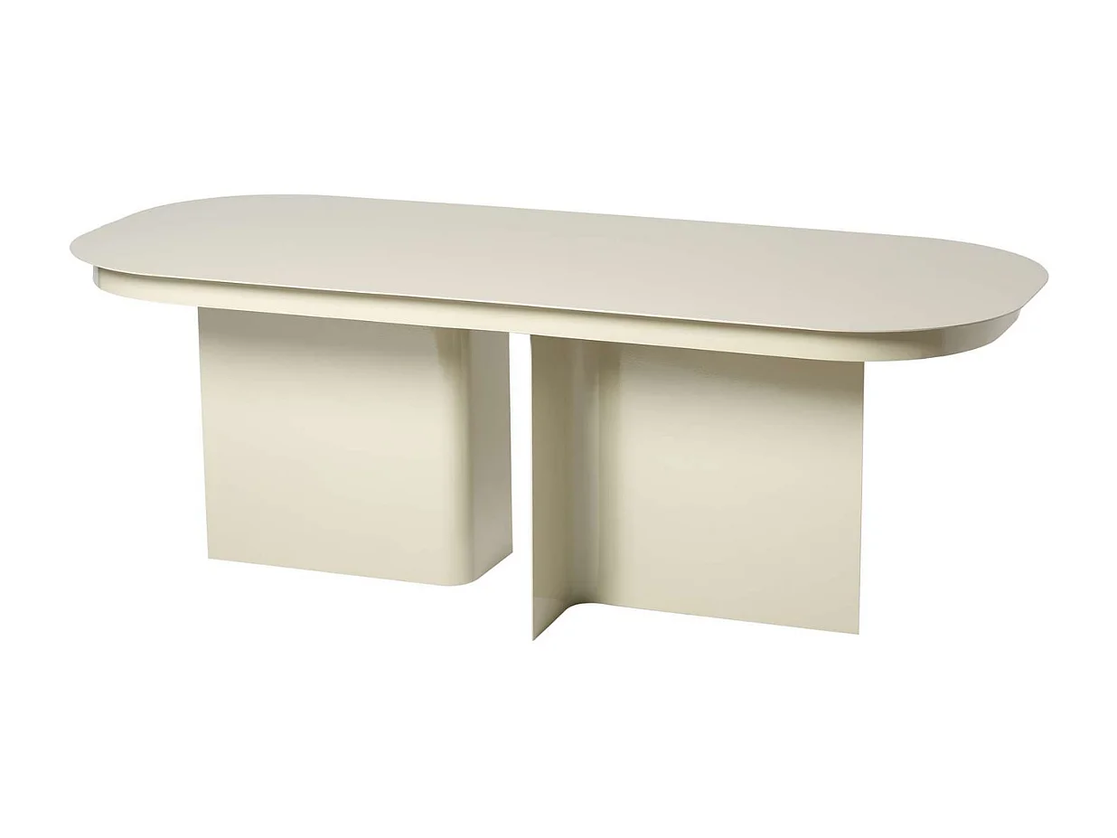 Couch­tisch mit abgerundeter Platte und 2 Beinen L120 cm - ALMA