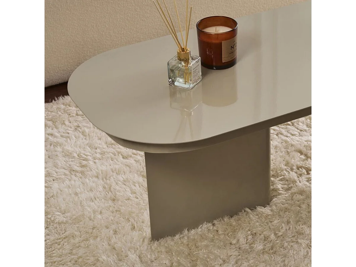 Couch­tisch mit abgerundeter Platte und 2 Beinen L120 cm - ALMA