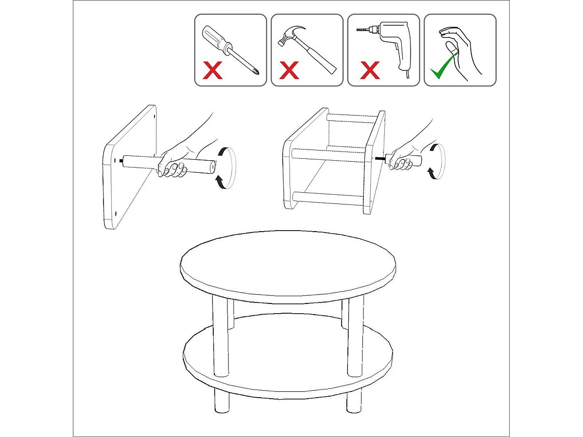 Table basse ronde 2 niveaux décor pin atlantique D70 cm - ROBY