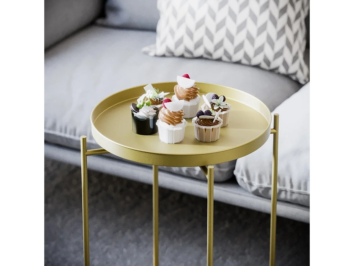 Bout de canapé avec plateau à rebord rond en Métal H56 cm - PARKER