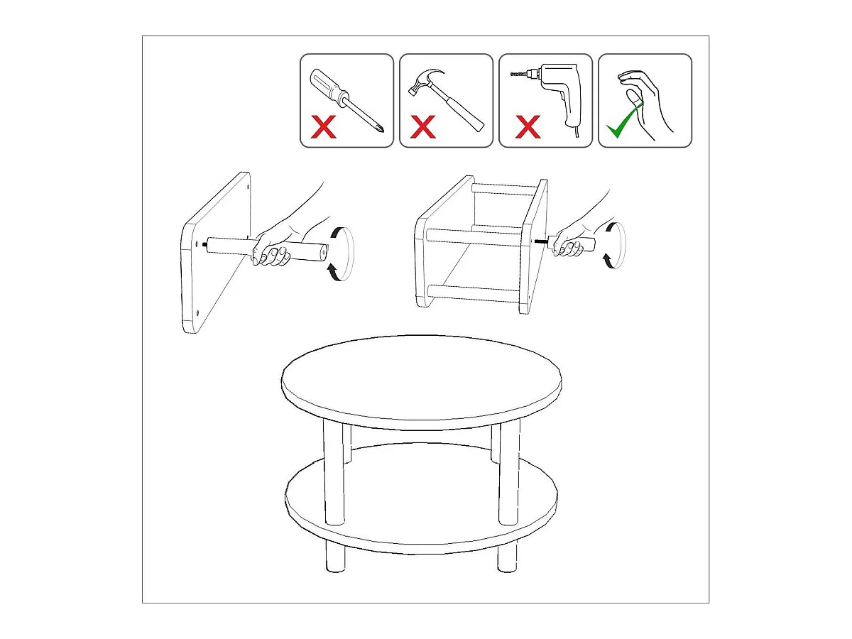 Table basse ronde 2 niveaux décor pin atlantique D70 cm - ROBY