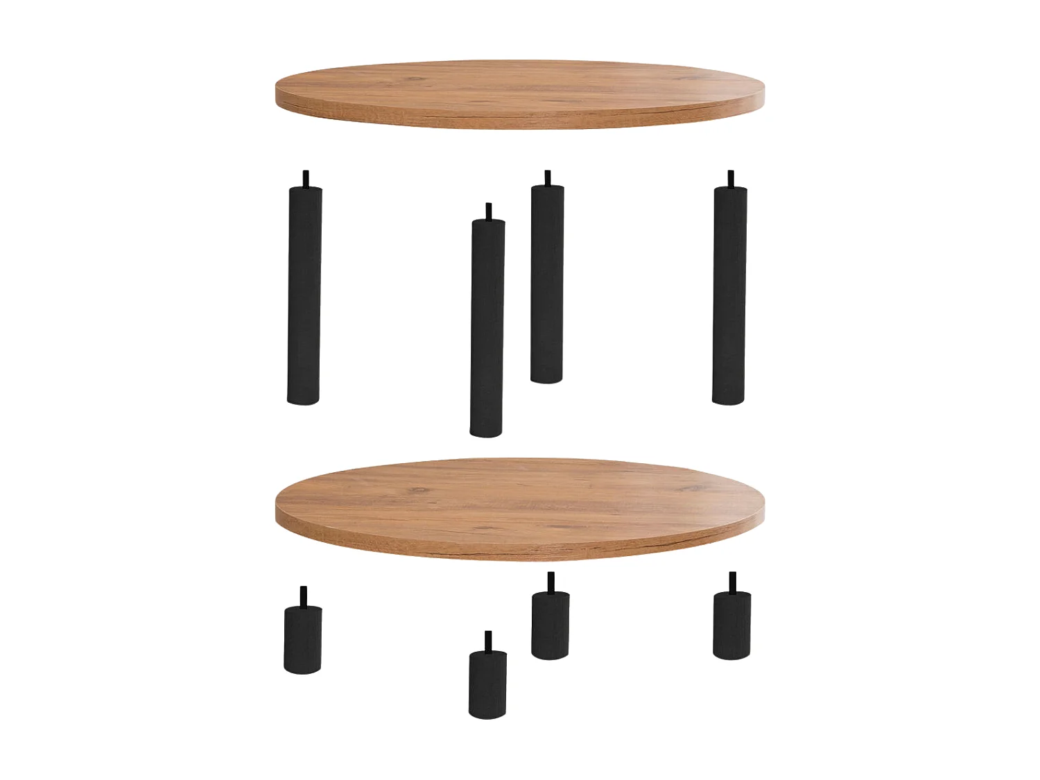 Table basse ronde 2 niveaux décor pin atlantique D70 cm - ROBY