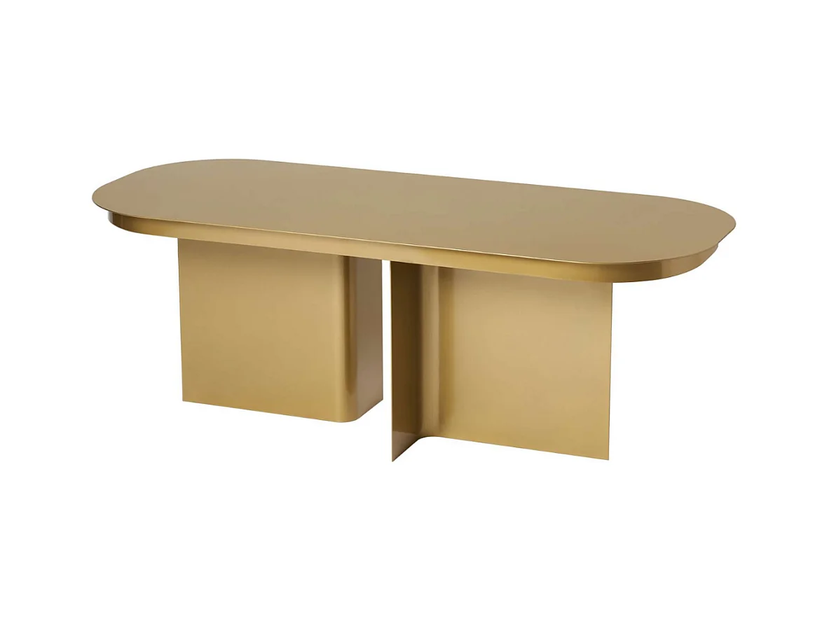 Couch­tisch mit abgerundeter Platte und 2 Beinen L120 cm - ALMA