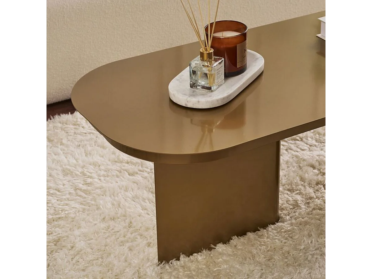 Couch­tisch mit abgerundeter Platte und 2 Beinen L120 cm - ALMA