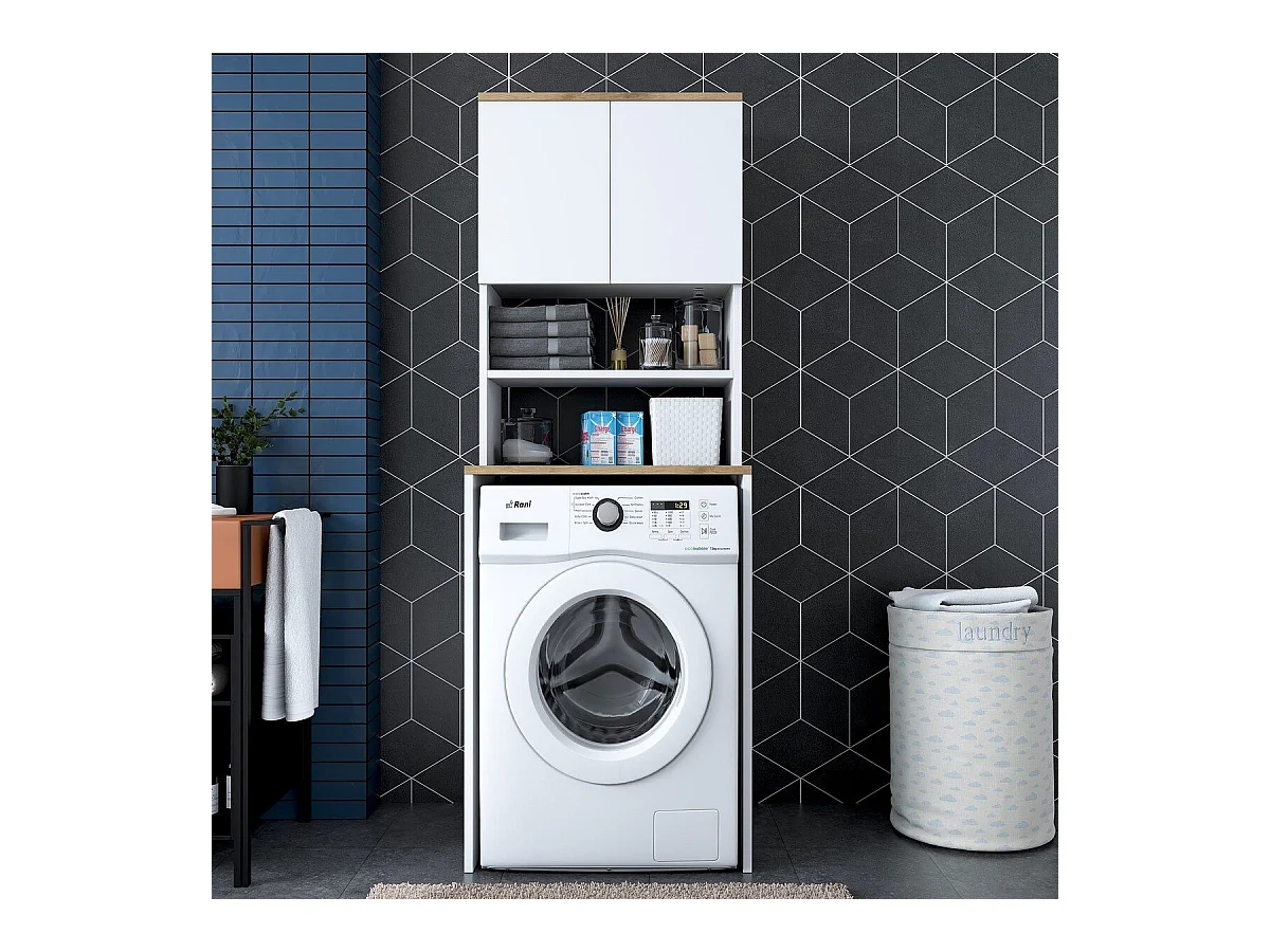 Etagère pour machine à laver 2 étagères 2 portes H183,6 cm - JUNE