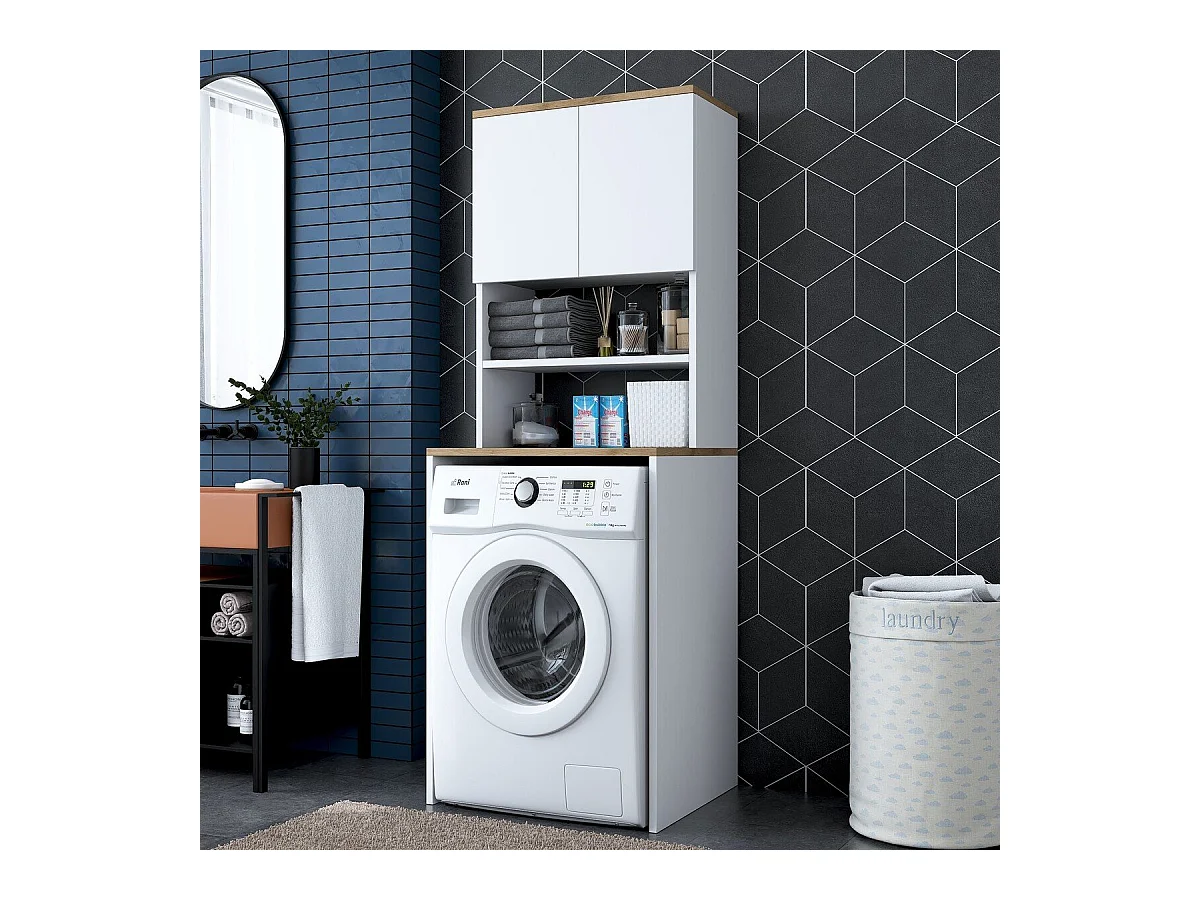 Etagère pour machine à laver 2 étagères 2 portes H183,6 cm - JUNE