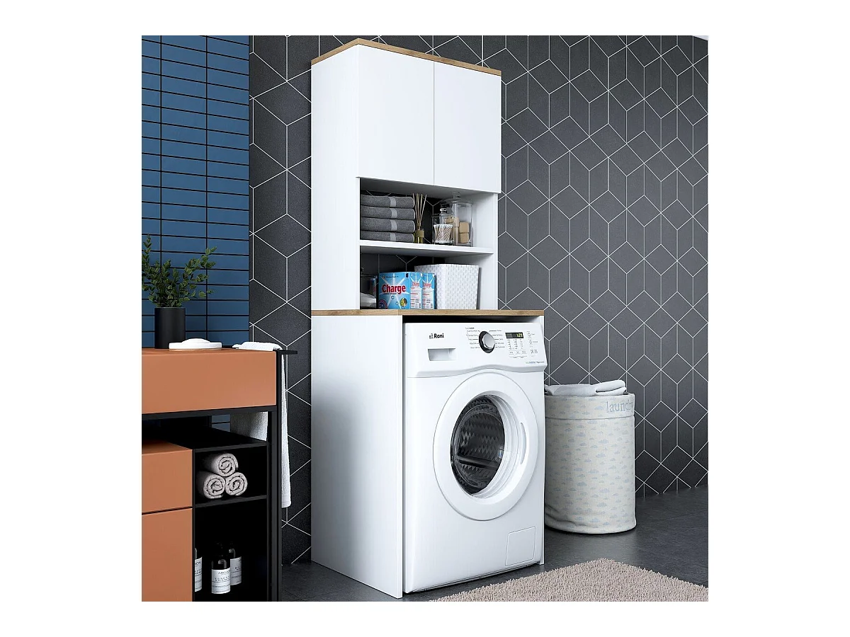 Etagère pour machine à laver 2 étagères 2 portes H183,6 cm - JUNE