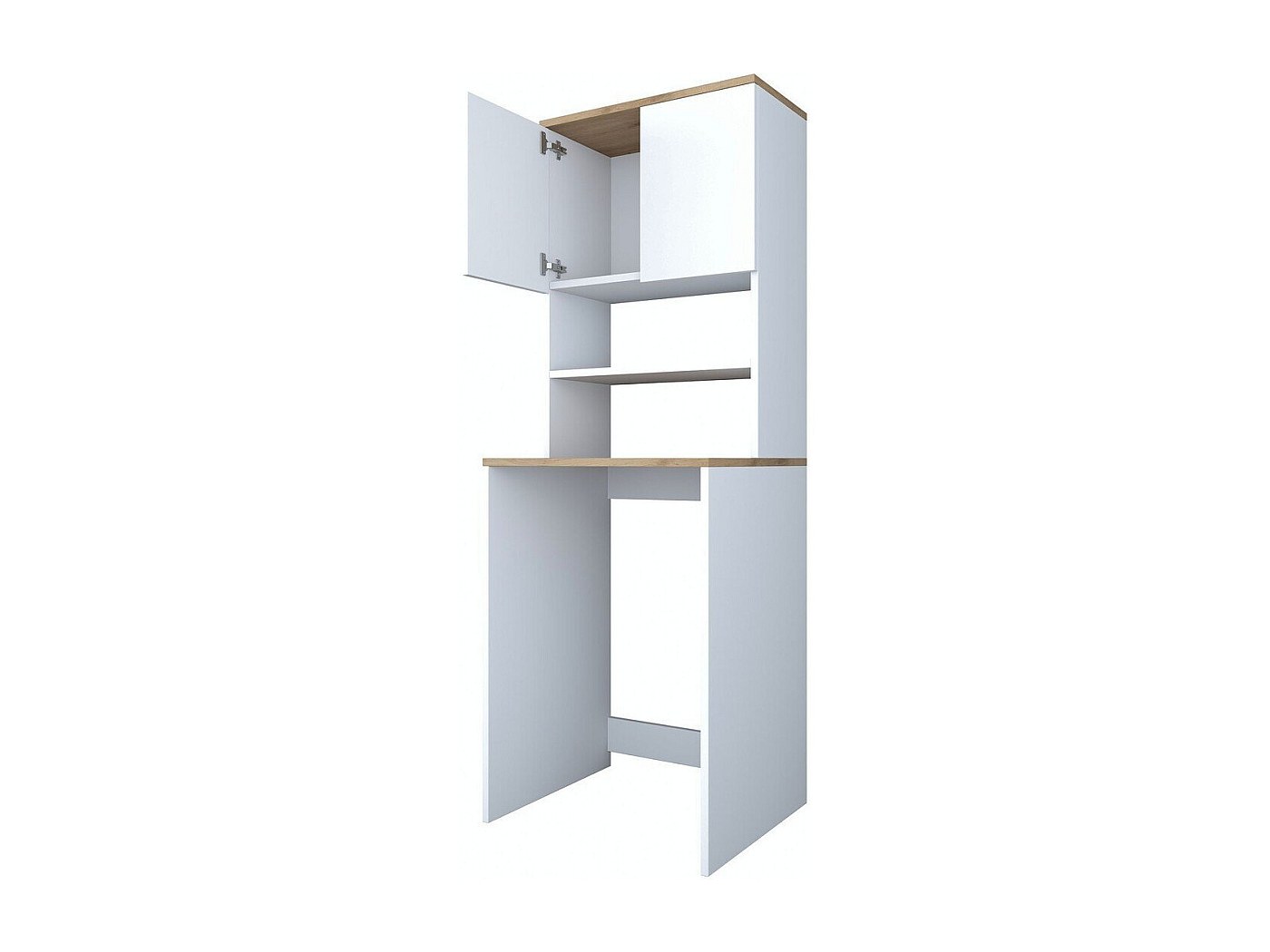 Armoire Murale Pour Machine à Laver Pola Mini - 64x90x30 Cm, 2 Portes, 2 étagères Fermées, 2 Ouvertes
