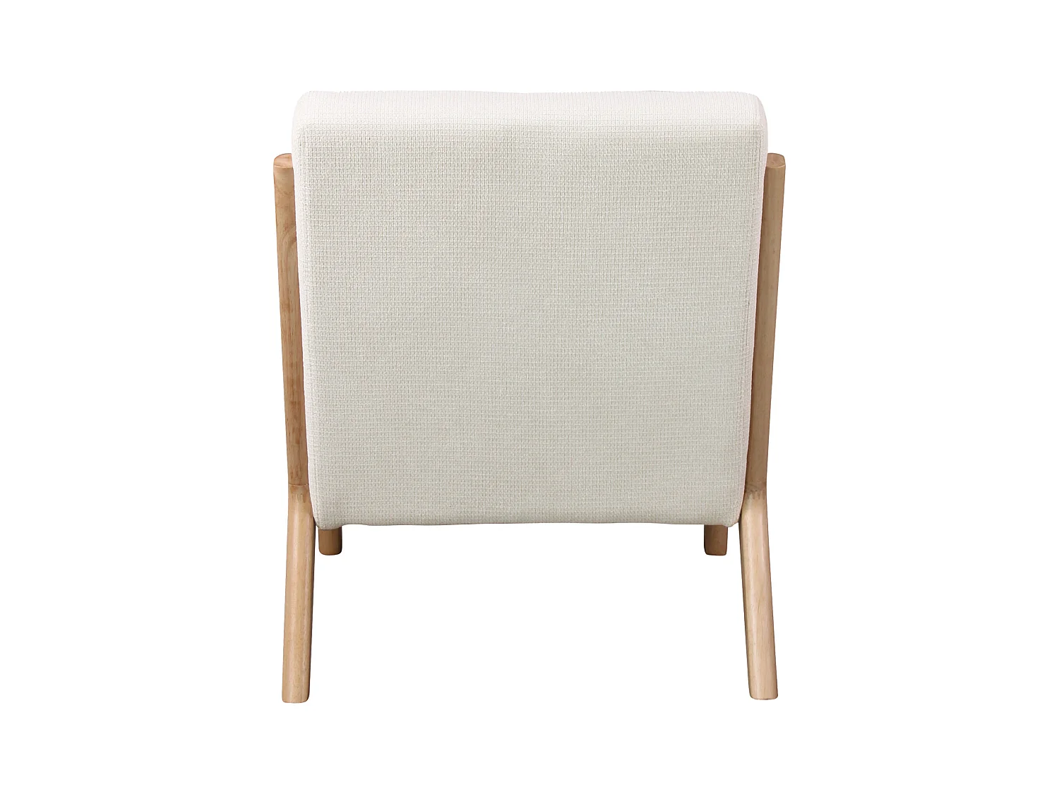 ZACK-Fauteuil en bois naturel et tissu Curly Ecru