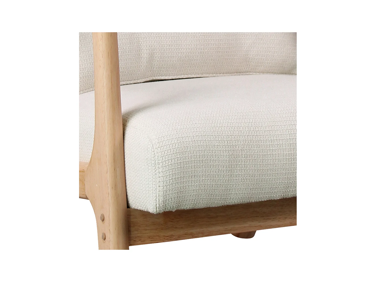 ZACK-Fauteuil en bois naturel et tissu Curly Ecru