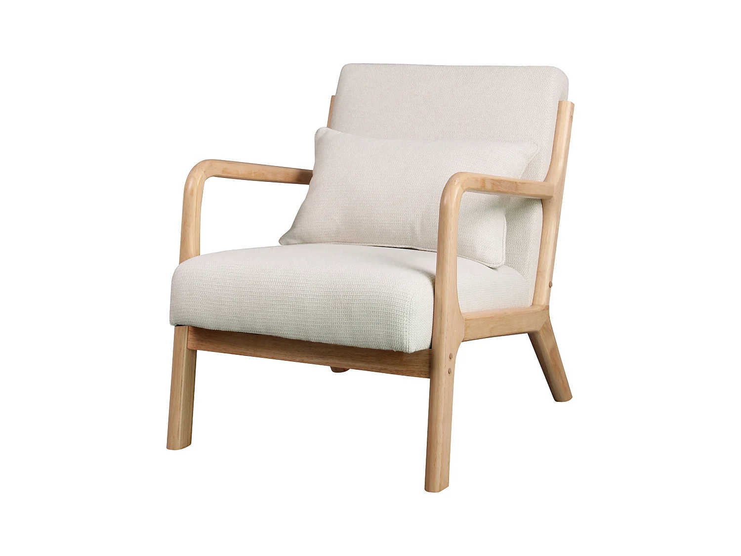 ZACK-Sillón en tejido  Ecru y madera natural