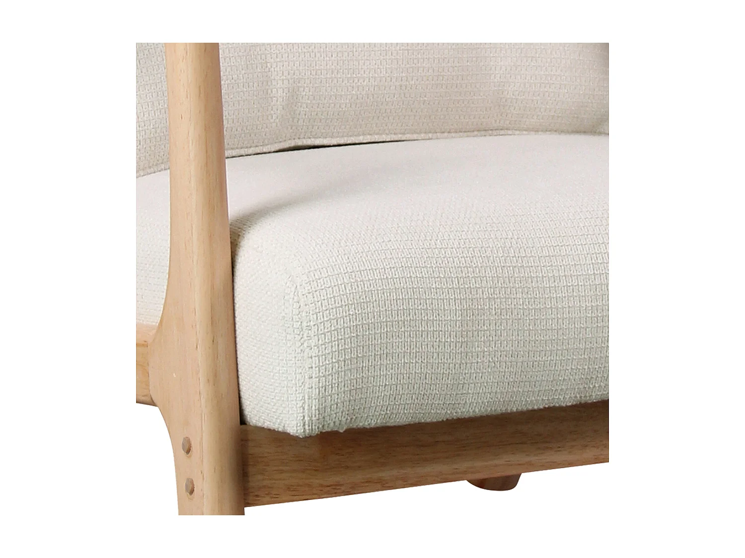 ZACK-Poltrona in tessuto  Ecru e legno naturale