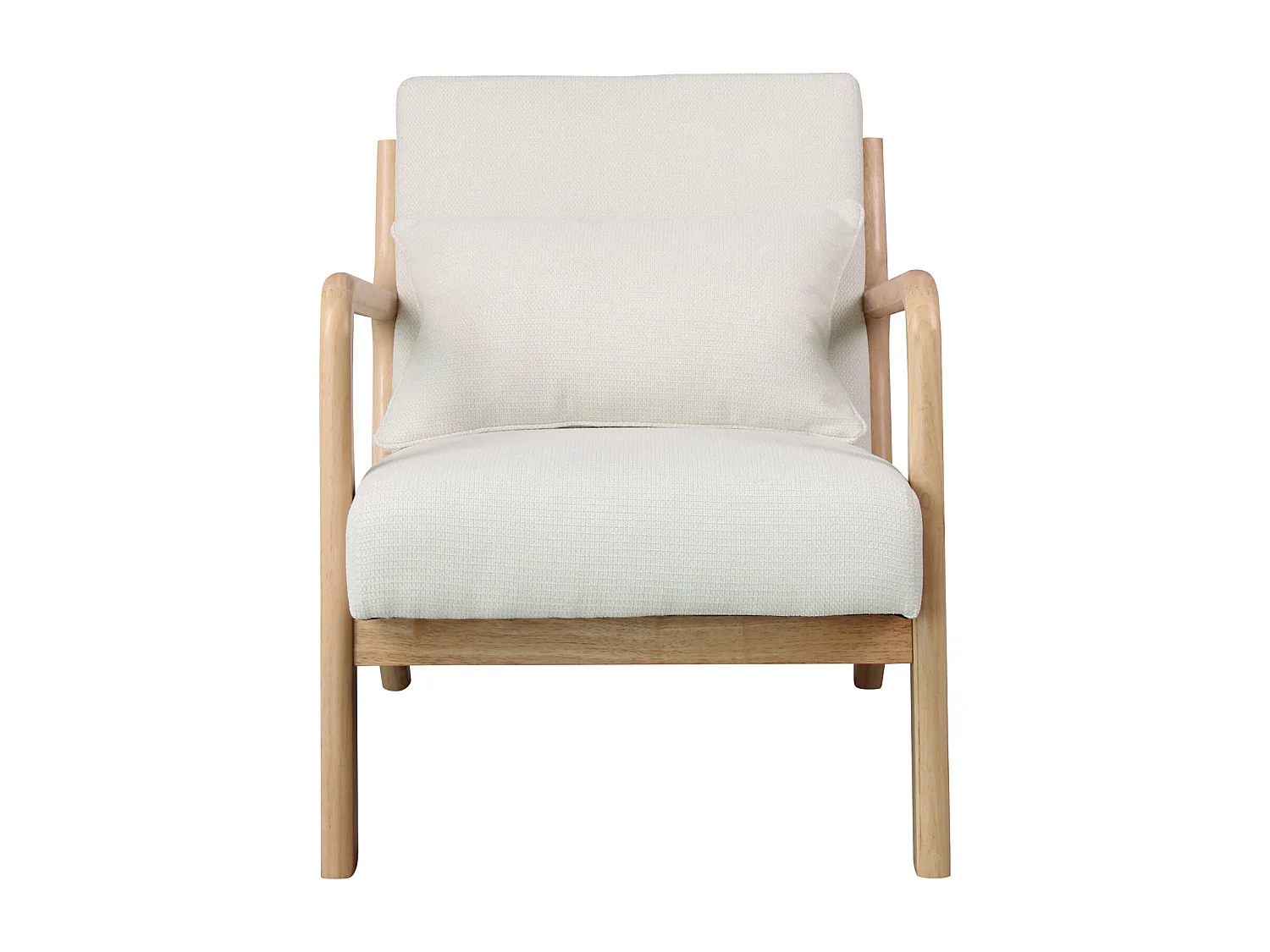 ZACK-Poltrona in tessuto  Ecru e legno naturale