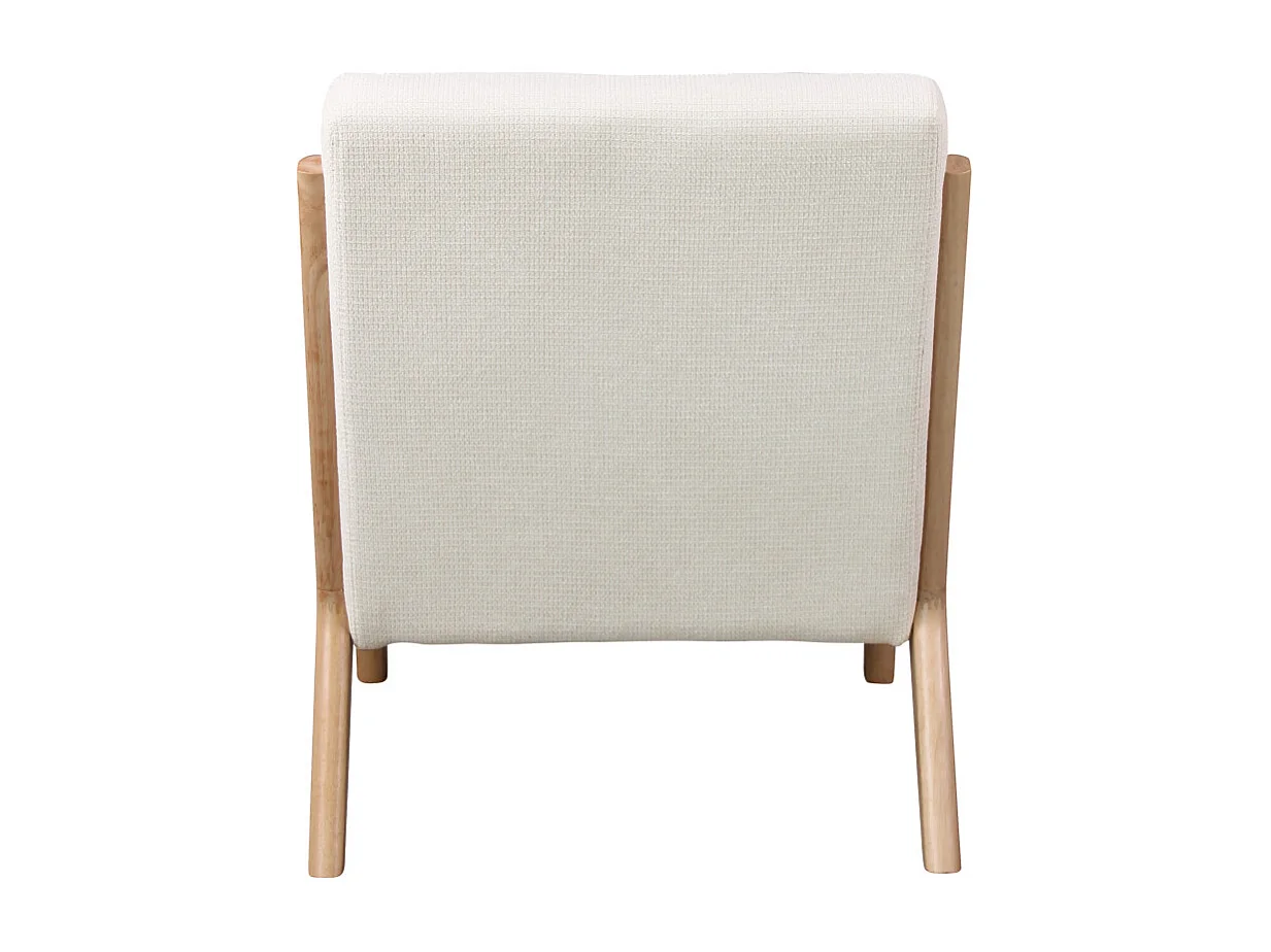 ZACK-Sillón en tejido  Ecru y madera natural