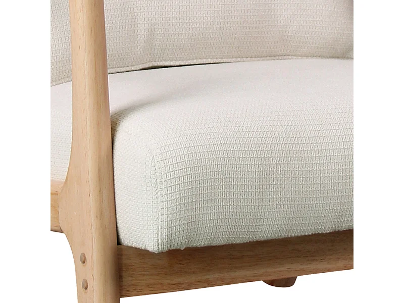 ZACK-Sillón en tejido  Ecru y madera natural