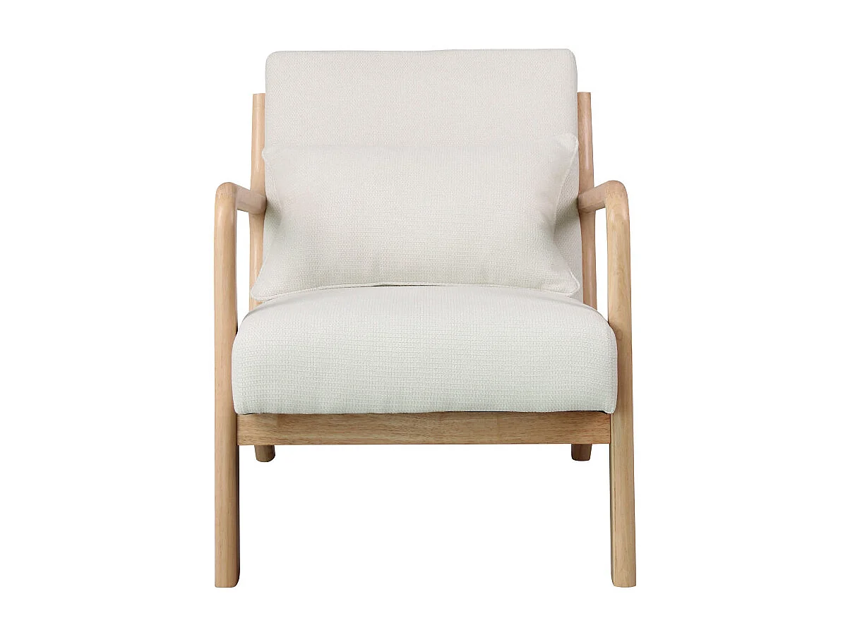 ZACK-Sillón en tejido  Ecru y madera natural