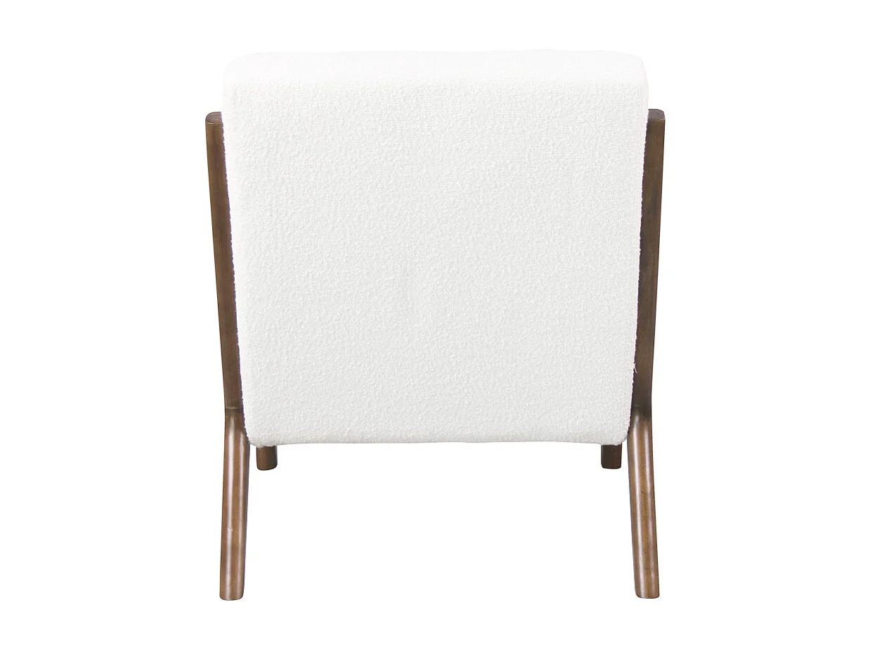 ZACK-Poltrona in tessuto Curly Ecru e legno tinto noce