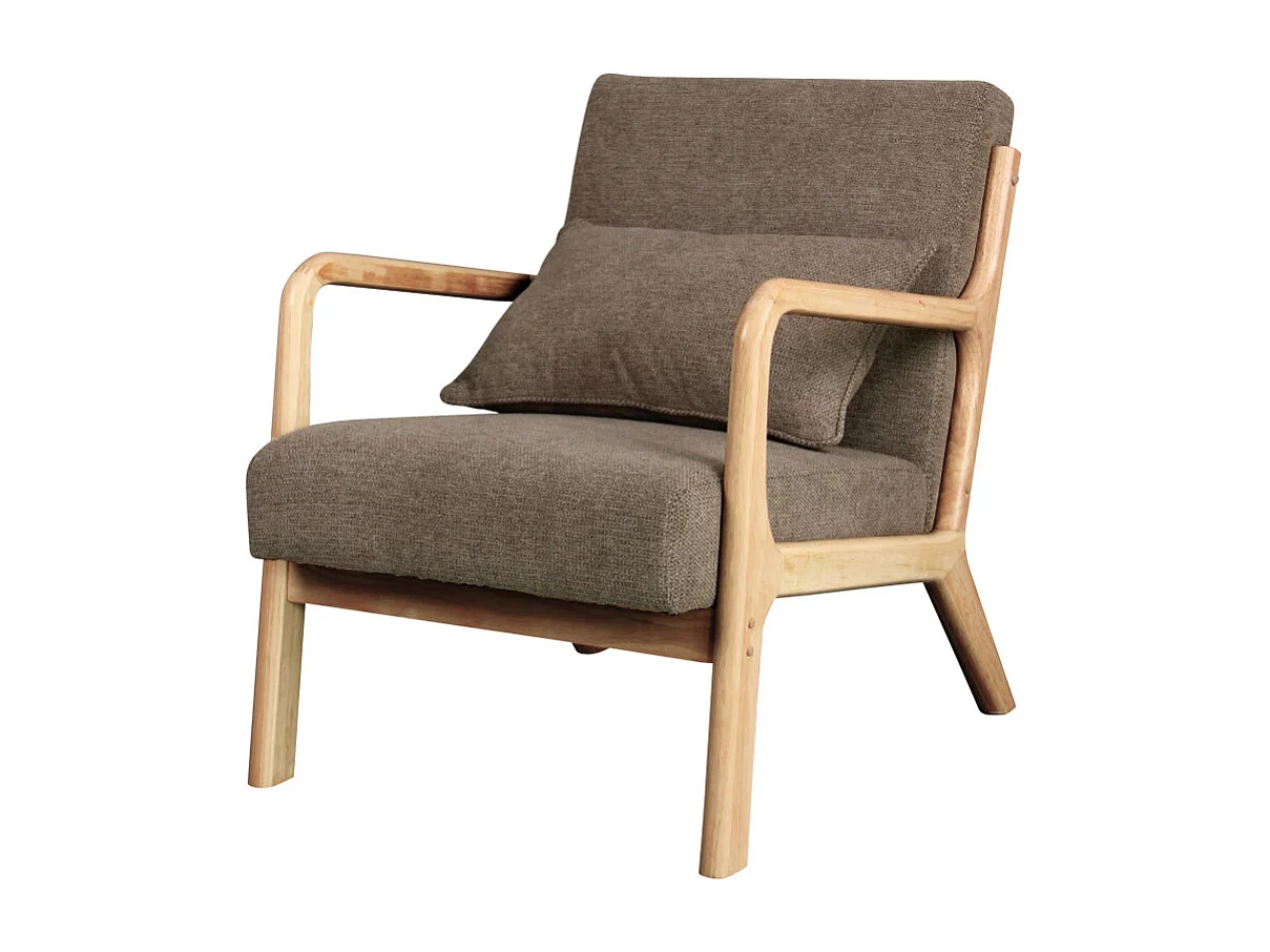 ZACK-Fauteuil en bois naturel et tissu Trendy Taupe