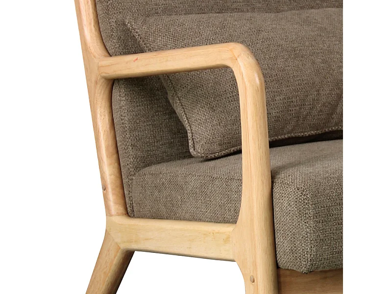 ZACK-Fauteuil en bois naturel et tissu Trendy Taupe