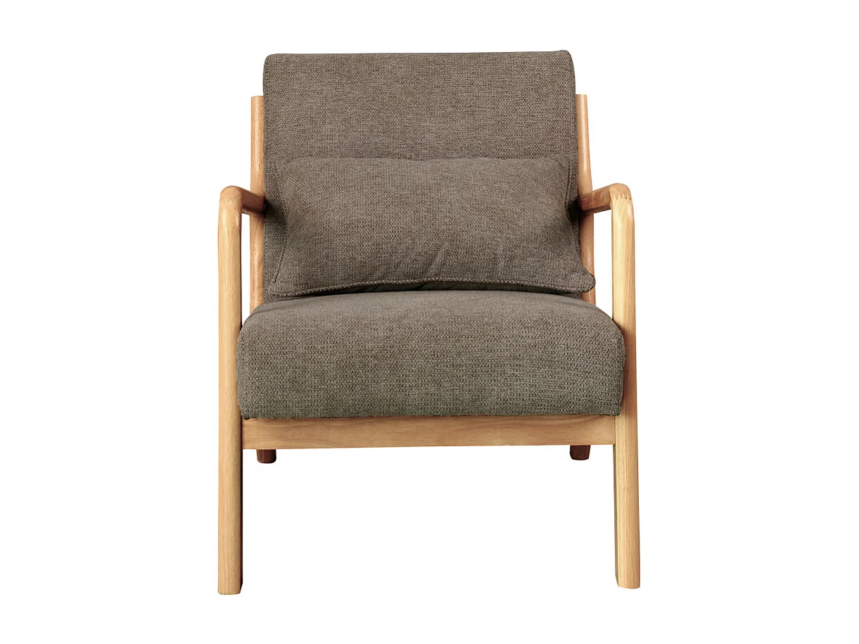 ZACK-Fauteuil en bois naturel et tissu Trendy Taupe
