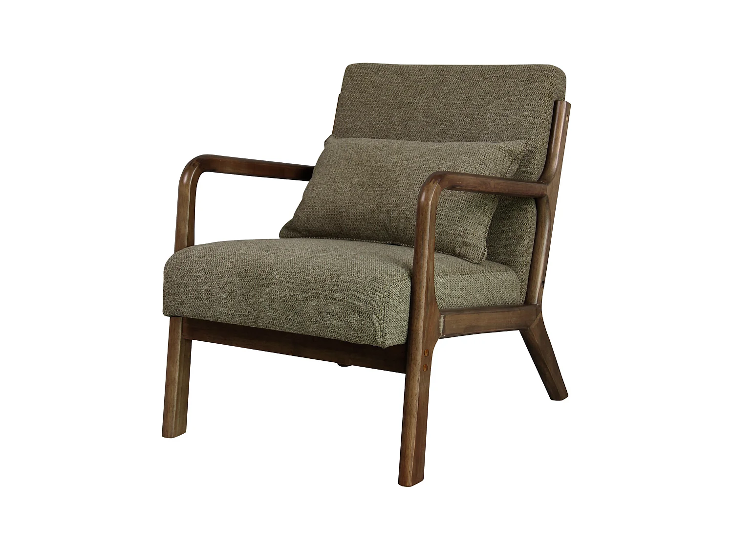 ZACK-Sillón de tela verde y madera teñida de nogal