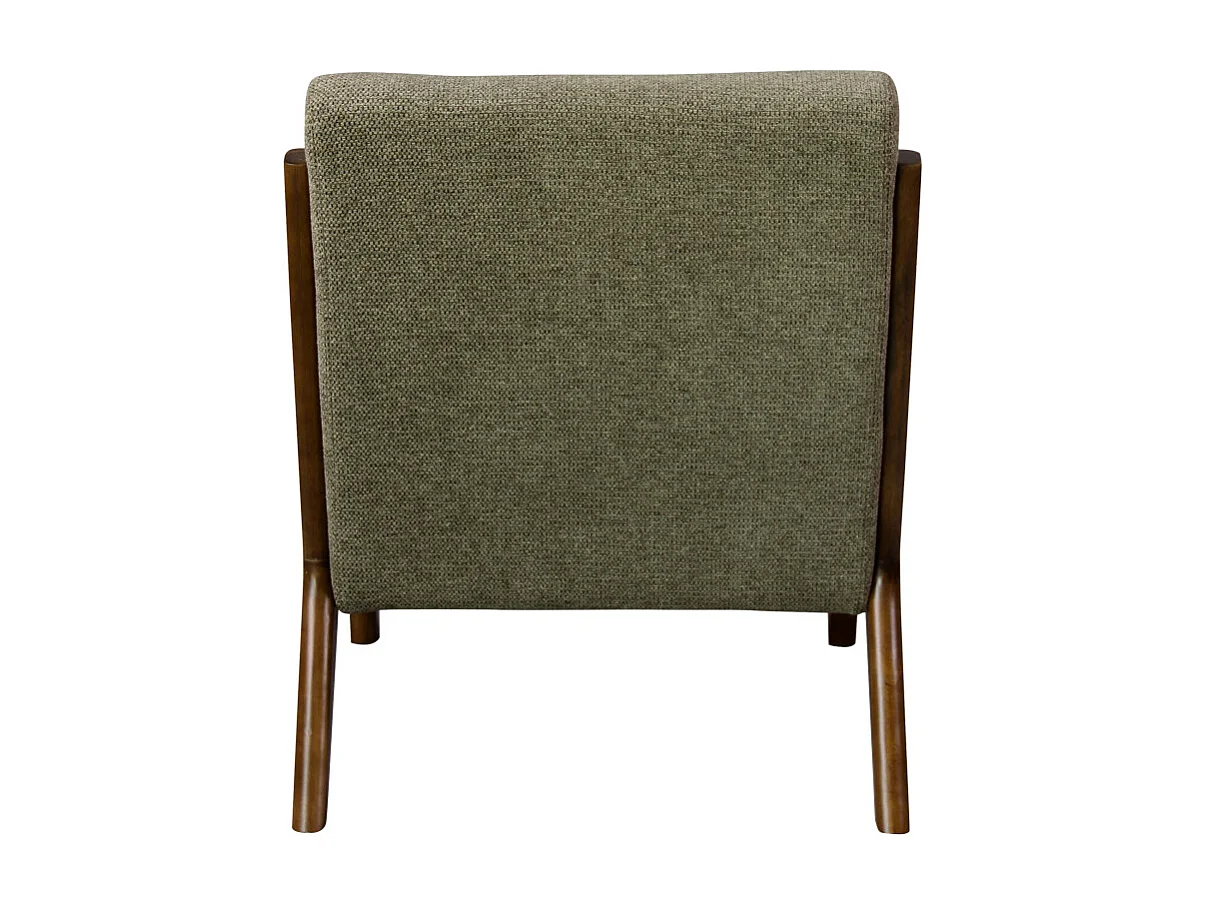 ZACK-Poltrona in tessuto verde e legno tinto noce