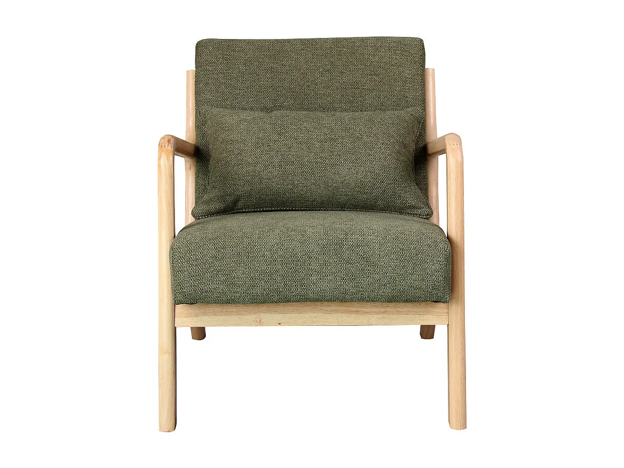 ZACK-Fauteuil en bois naturel et tissu Trendy Sauge