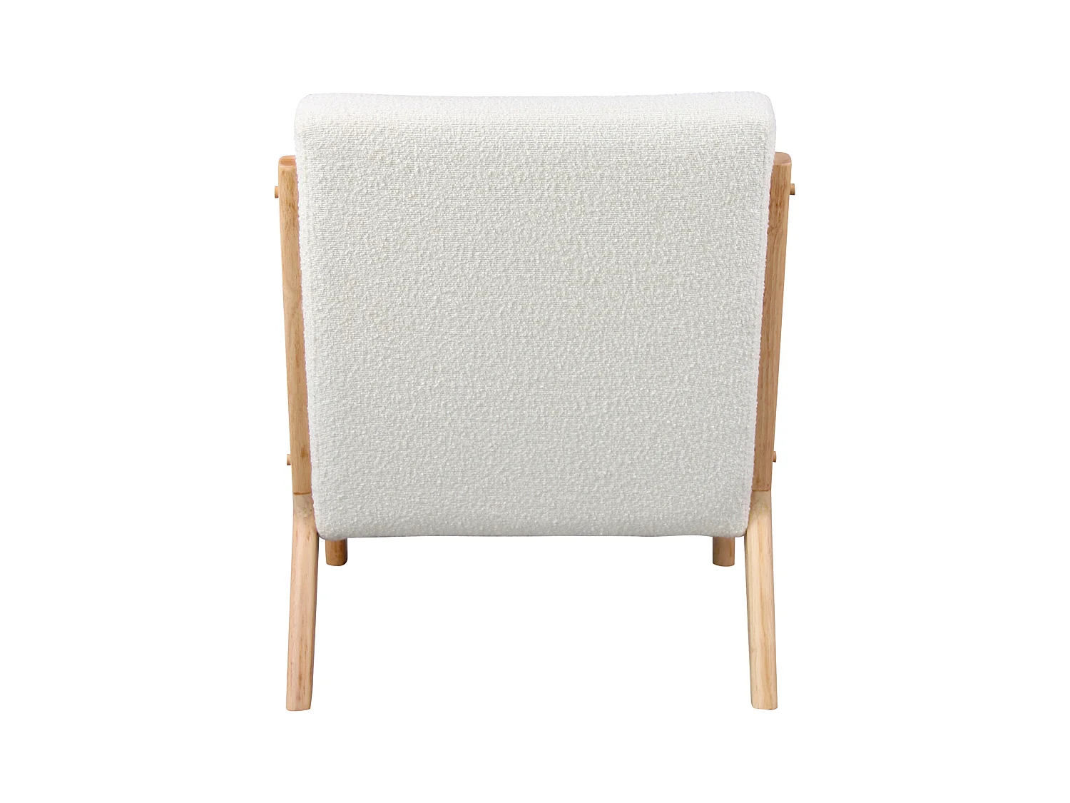 ZACK-Fauteuil en bois naturel tissu Curly Ecru