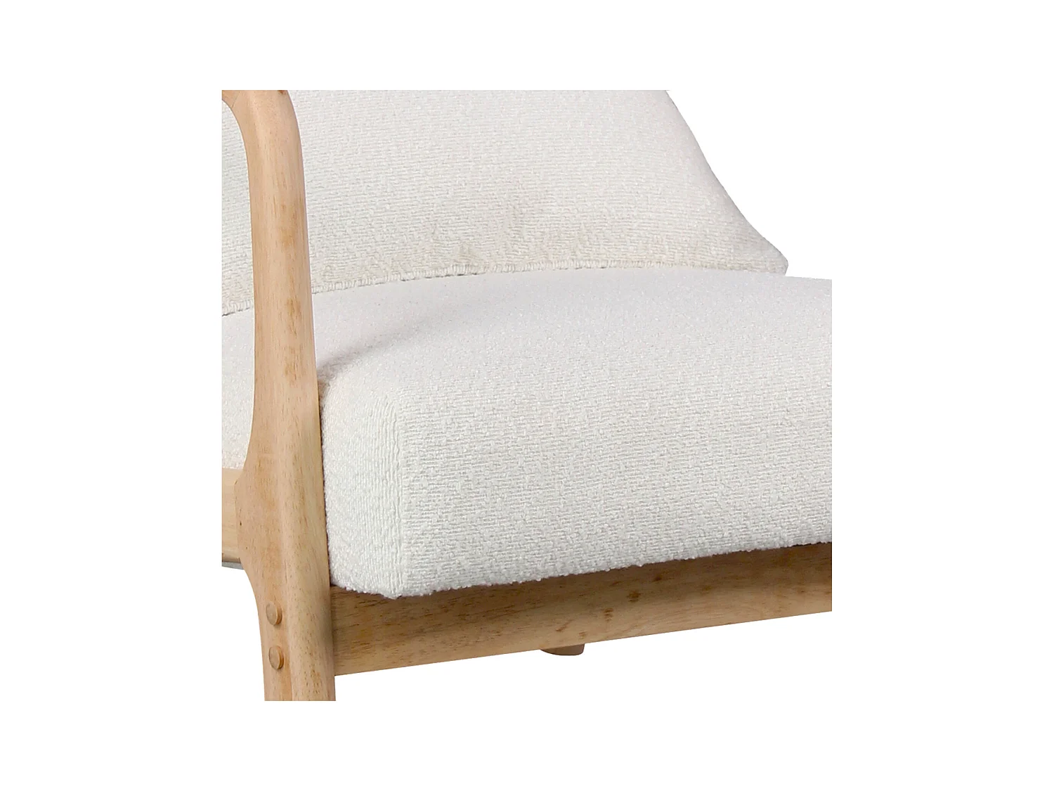 ZACK-Fauteuil en bois naturel tissu Curly Ecru