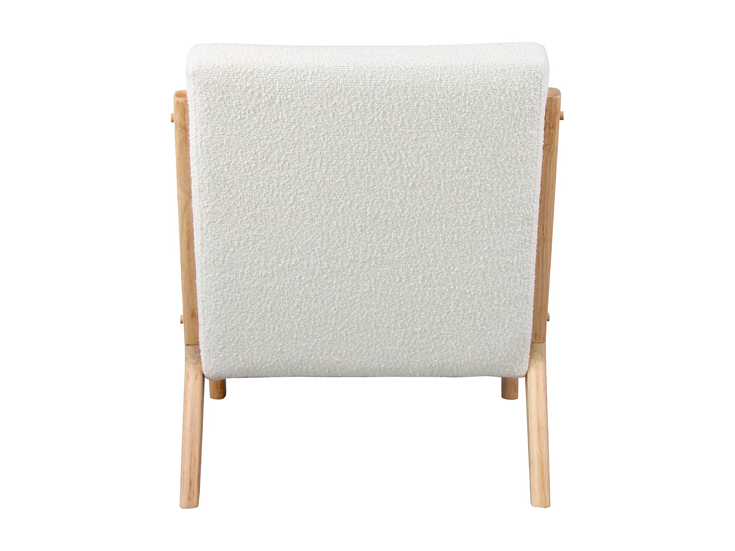 ZACK-Poltrona in tessuto Curly Ecru e legno naturale