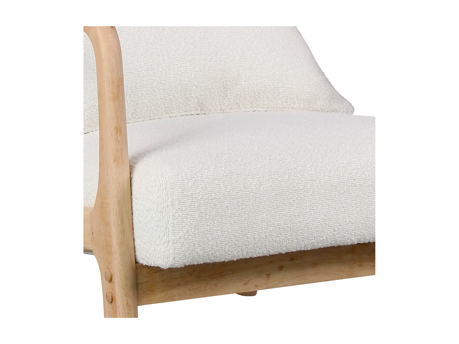 ZACK-Poltrona in tessuto Curly Ecru e legno naturale