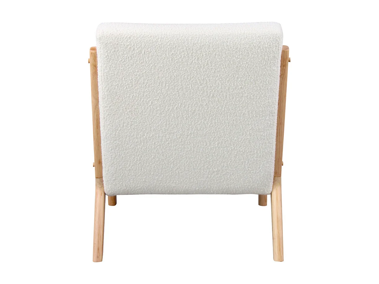 ZACK-Poltrona in tessuto Curly Ecru e legno naturale