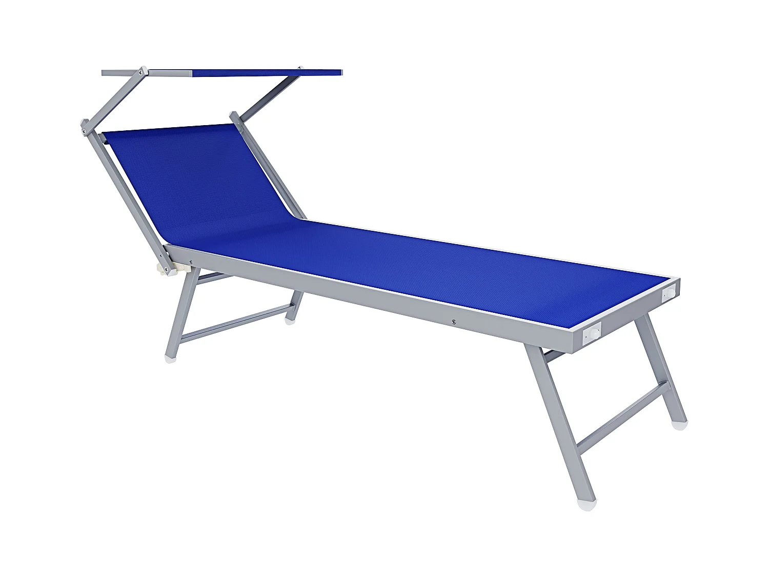 Coppia Di Lettini Blu Prendisole Pieghevole Professionale In Alluminio Tettuccio Orientabile Tettino Parasole Sdraio Lettino Mare Spiaggia Piscina 182 x 60 x 38 cm