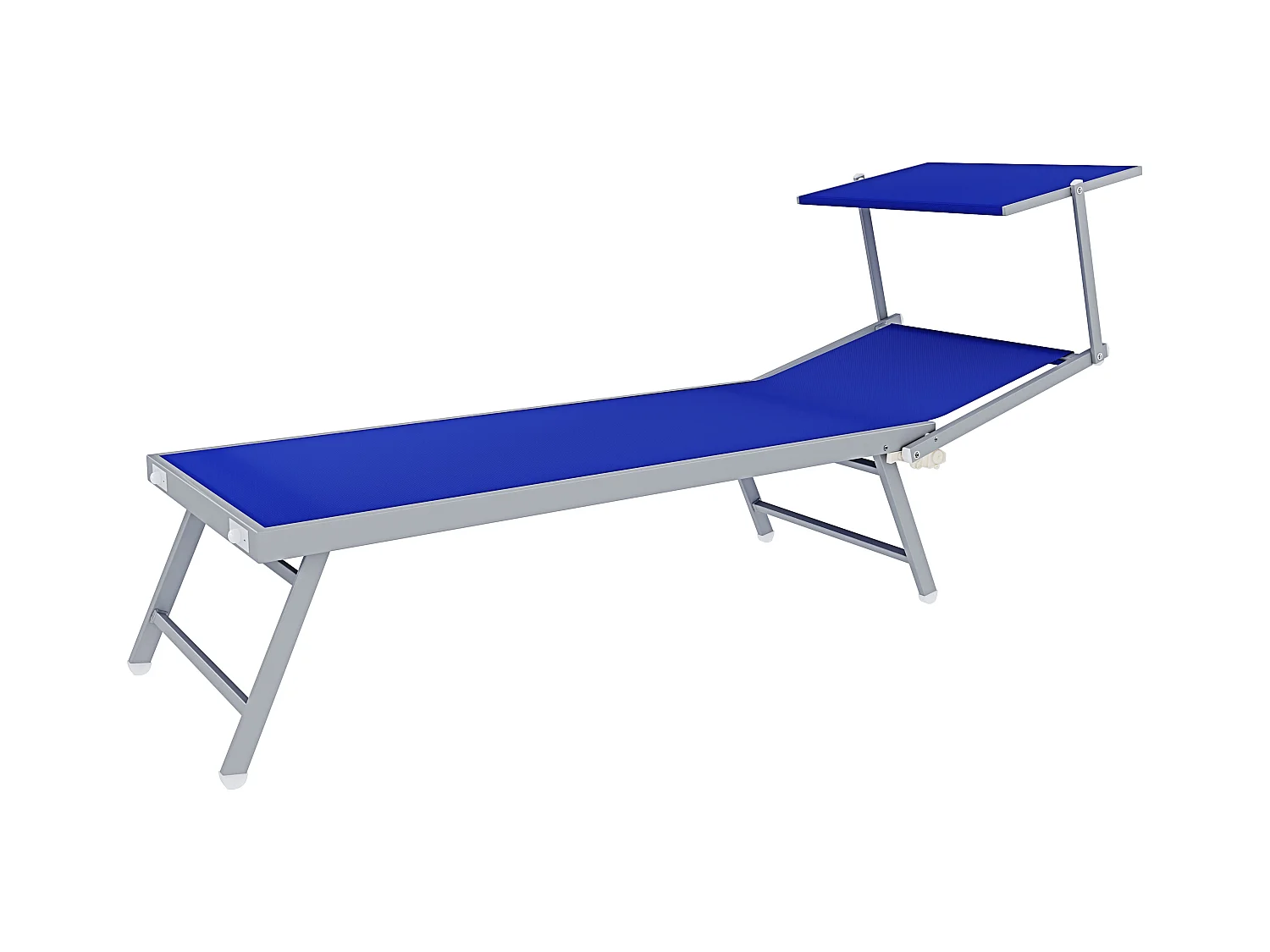 Coppia Di Lettini Blu Prendisole Pieghevole Professionale In Alluminio Tettuccio Orientabile Tettino Parasole Sdraio Lettino Mare Spiaggia Piscina 182 x 60 x 38 cm