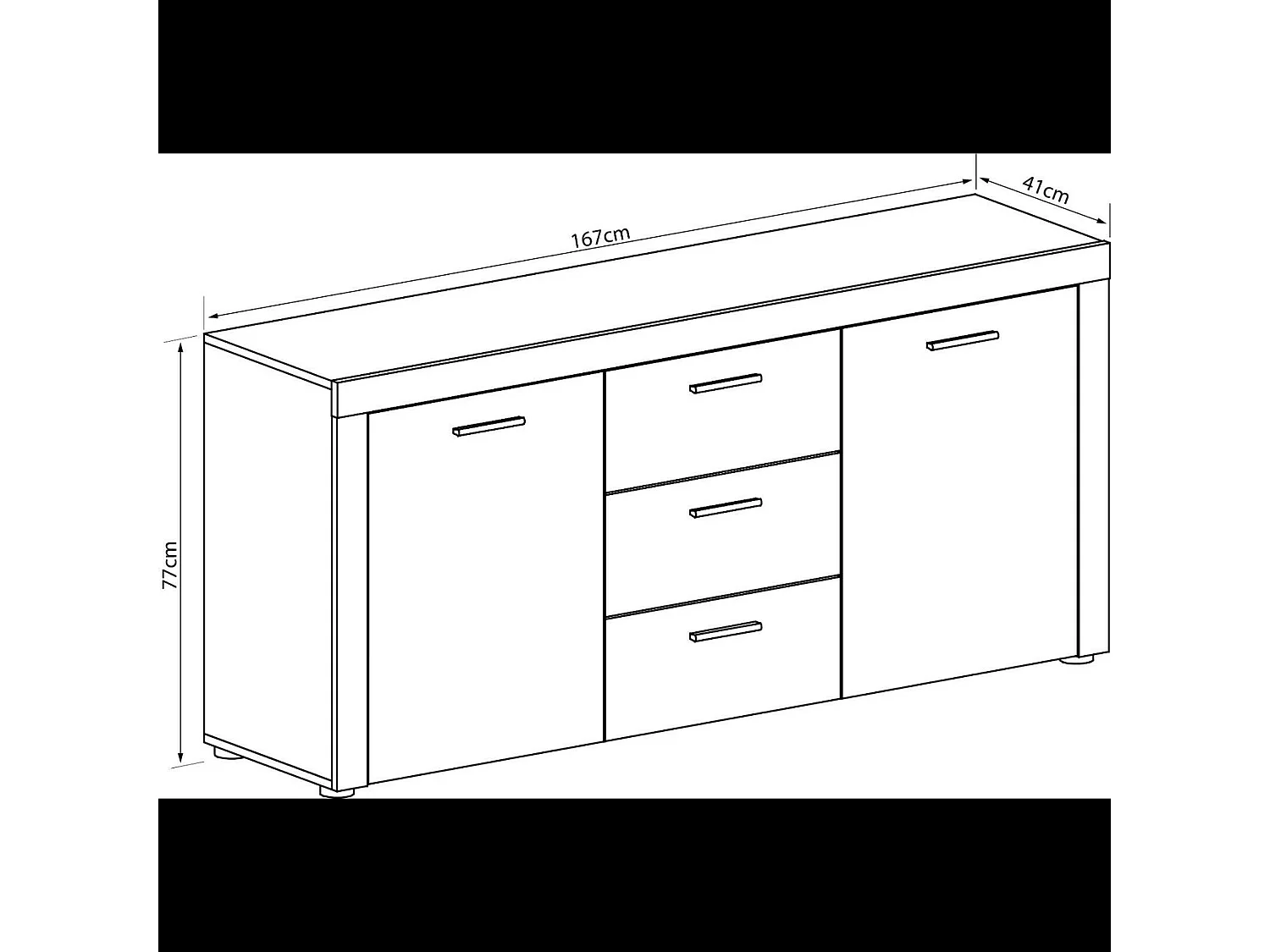 Credenza Madia Con 3 Cassetti E 2 Ante Laterali Mobile Contenitore Per Sala Da Pranzo Design Moderno Effetto Legno Naturale Soggiorno 167 x 77 x 41 cm Rovere