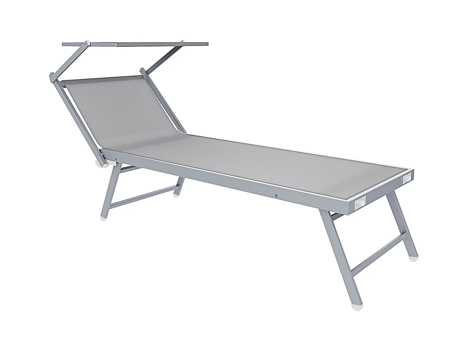 Coppia Di Lettini Grigio Prendisole Pieghevole Professionale In Alluminio Tettuccio Orientabile Tettino Parasole Sdraio Mare Spiaggia Piscina 182 x 60 x 38 cm