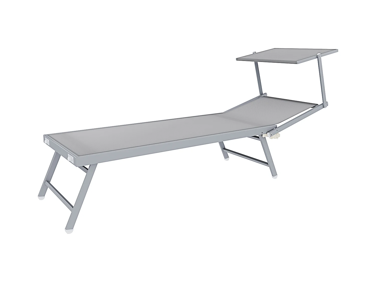 Coppia Di Lettini Grigio Prendisole Pieghevole Professionale In Alluminio Tettuccio Orientabile Tettino Parasole Sdraio Mare Spiaggia Piscina 182 x 60 x 38 cm