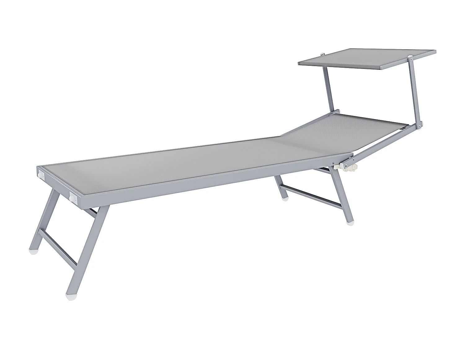 Coppia Di Lettini Grigio Prendisole Pieghevole Professionale In Alluminio Tettuccio Orientabile Tettino Parasole Sdraio Mare Spiaggia Piscina 182 x 60 x 38 cm
