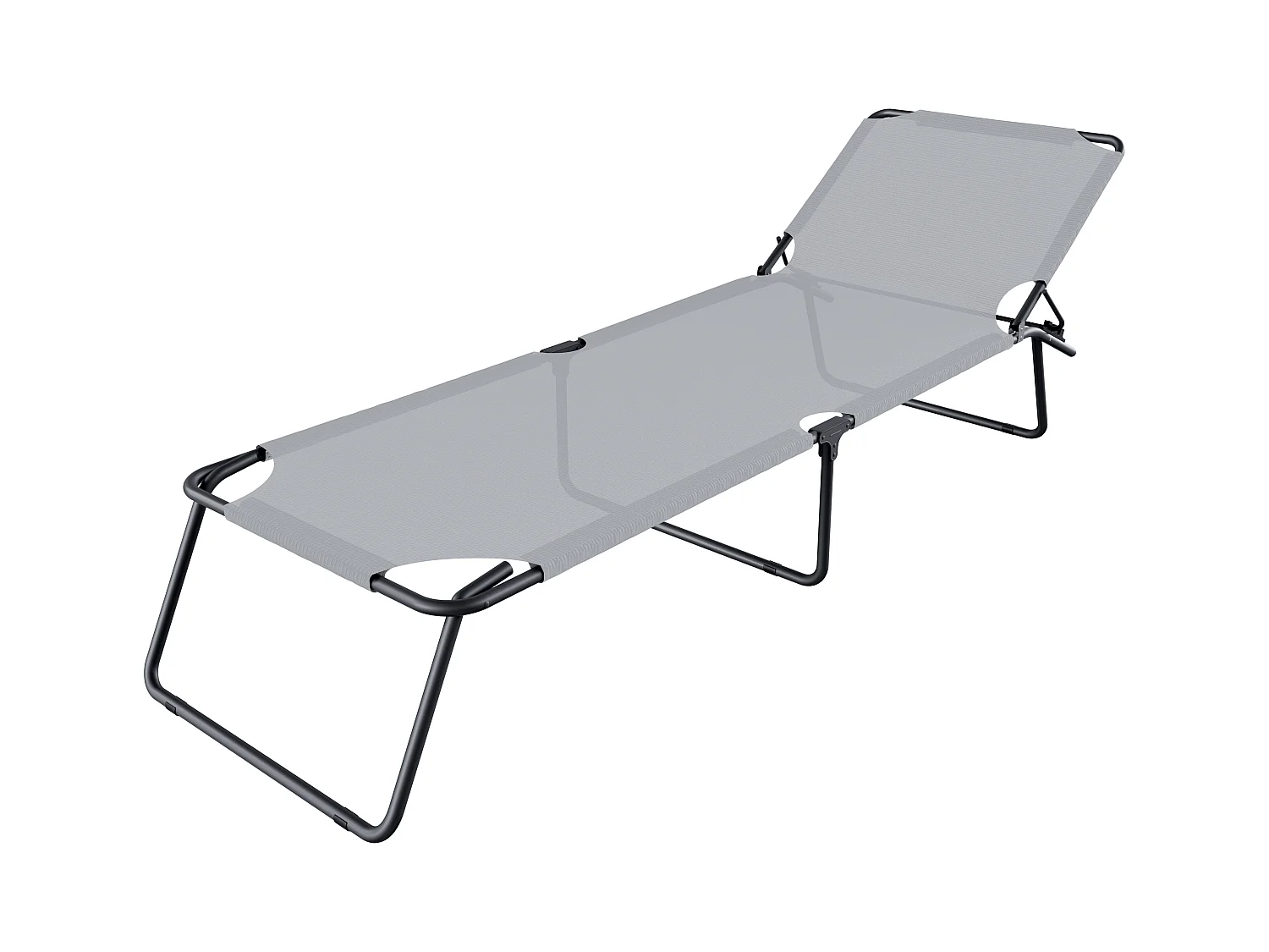 Coppia Di Lettini Pieghevoli Prendisole Senza Tettuccio Schienale Regolabile Struttura In Metallo Nero Sdraio Per Spiaggia Mare Giardino 187 x 53 x 24 Cm Gray