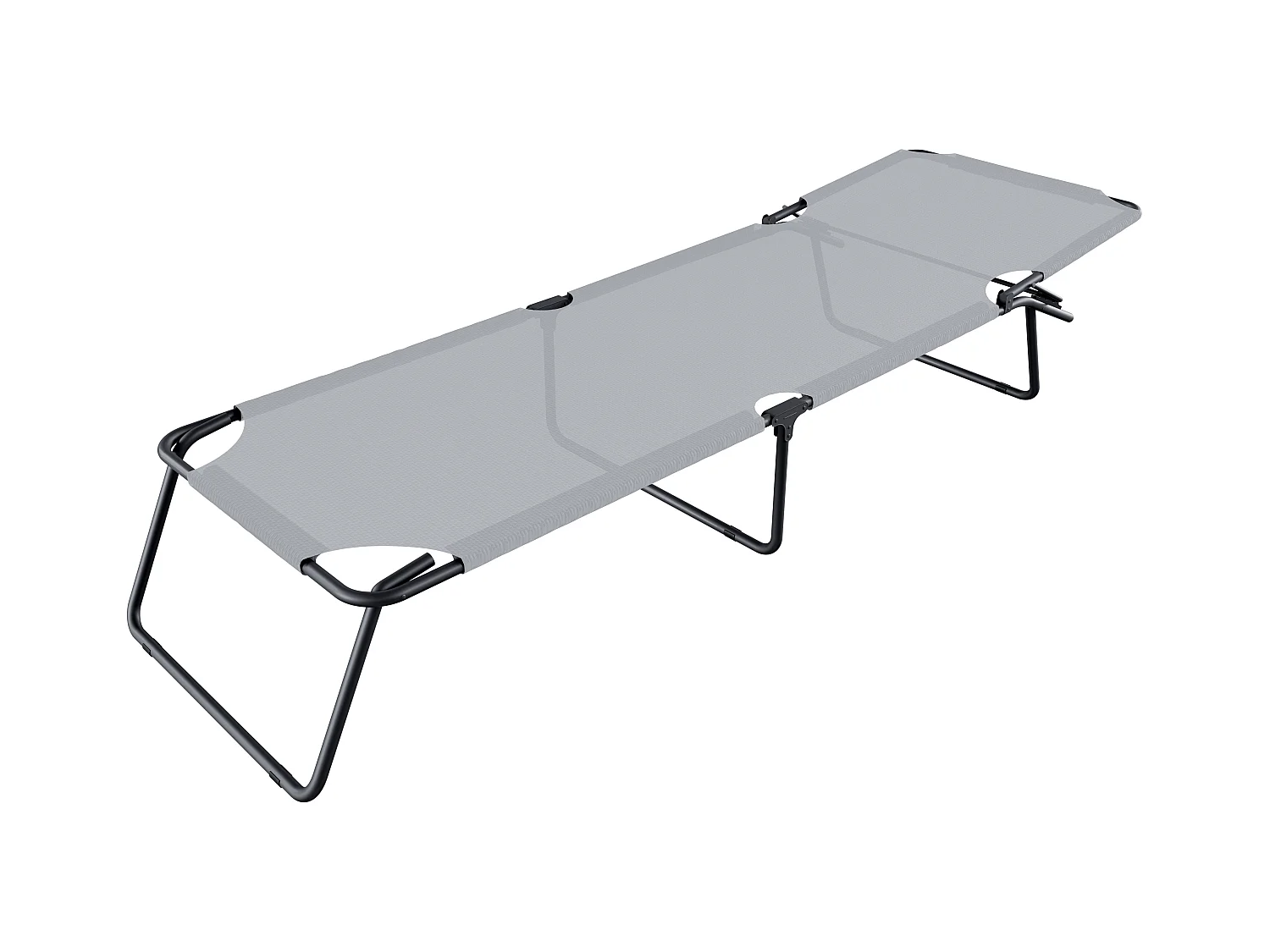 Lettino Pieghevole Prendisole Senza Tettuccio Parasole Reclinabile Regolabile Metallo Nero Sdraio Spiaggia Mare Giardino Piscina 187x53x24 Cm Grigio