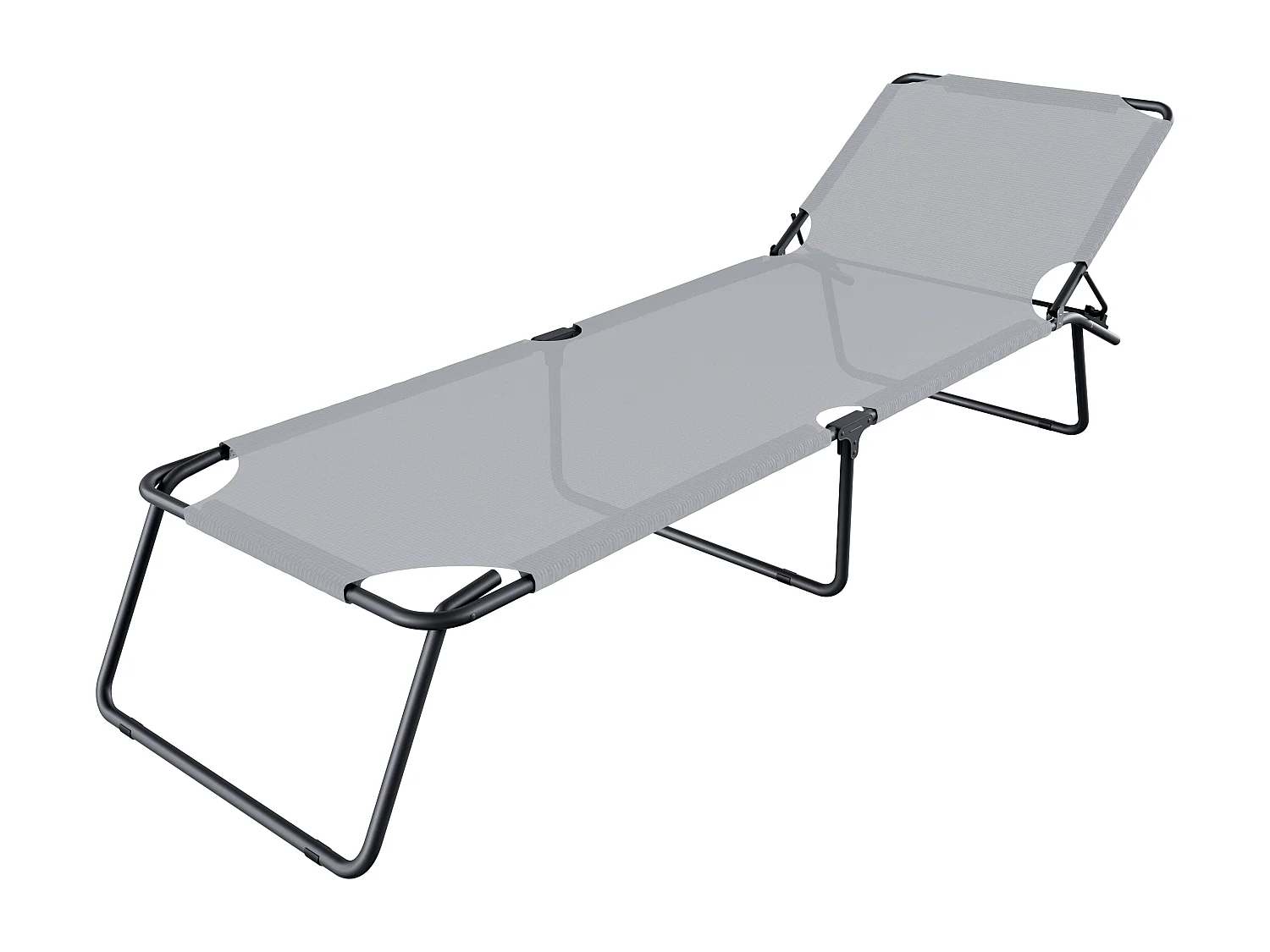 Lettino Pieghevole Prendisole Senza Tettuccio Parasole Reclinabile Regolabile Metallo Nero Sdraio Spiaggia Mare Giardino Piscina 187x53x24 Cm Grigio