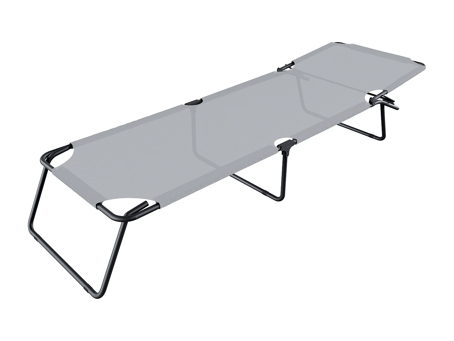 Lettino Pieghevole Prendisole Senza Tettuccio Parasole Reclinabile Regolabile Metallo Nero Sdraio Spiaggia Mare Giardino Piscina 187x53x24 Cm Grigio