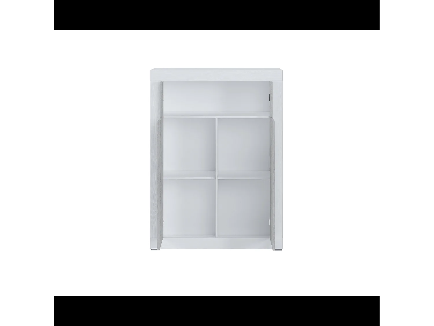 Credenza Alta Commodoro con 2 Ante E Vano A Giorno Madia Soggiorno Cucina Mobile Moderno con Vani Multi Spazio Ripiani Credenza 110x144x42 cm Bianco Grigio Cemento