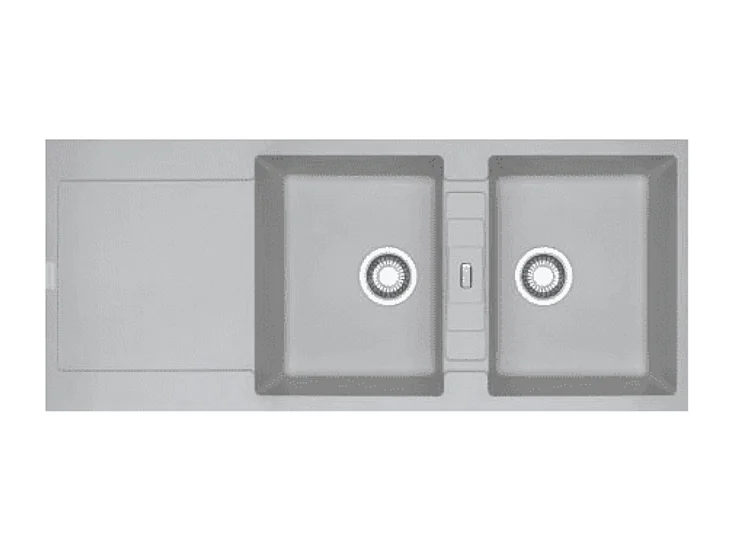 Evier à encastrer 2 bacs FRANKE Maris Fragranit avec vidage manuel Platinium