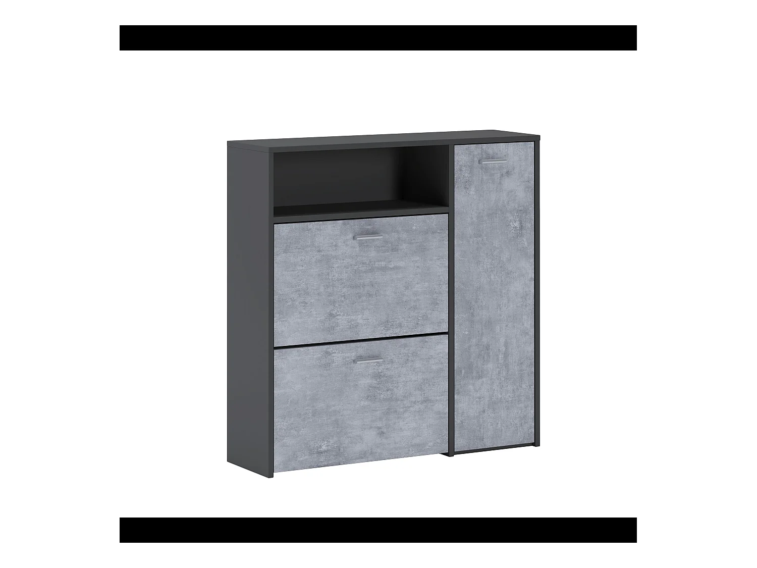 Scarpiera Mobile Portascarpe Salvaspazio Ingresso Con 2 Ribalte Doppia Profondit\u00e0 4 Vani A Giorno Design Moderno 91.5x94x26.6 Cm Grigio E Cemento